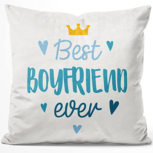 JUNIWORDS Kissen, Best Boyfriend Ever, 40 x 40 cm, Flauschig Samtweich Weich