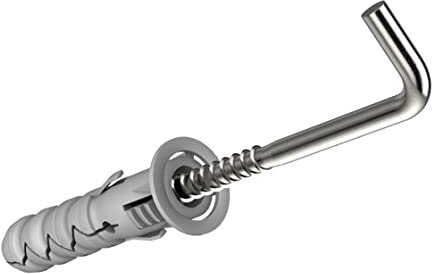 Viti a gancio a forma di L con tasselli da muro M6 e 4.0x40mm viti ad angolo retto, viti autofilettanti piegate a 90 gradi e fissaggi in nylon Rawl, tasselli ad espansione e ganci quadrati (25 pezzi)