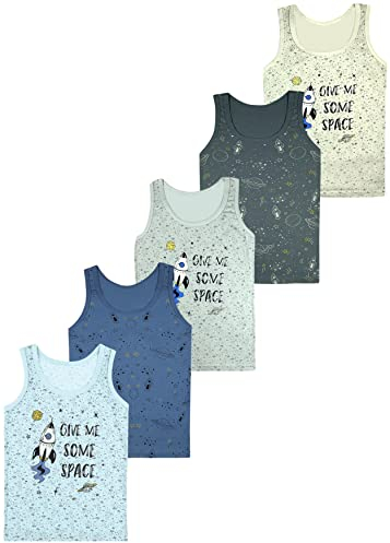 LOREZA ® 5 Jungen Unterhemden aus Baumwolle Tank Top (116-122 (6-7Jahre), Modell 1)