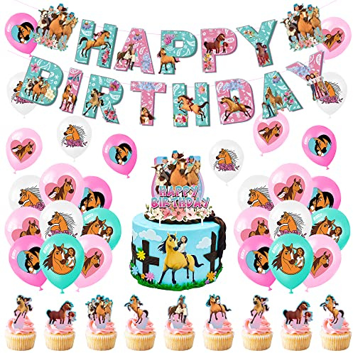 Deko Geburtstag Spirit Riding Free Geburtstag Deko Pferderennen Luftballons Pferde Party Cowgirl Geburtstagsdeko Cowboy Girlande Race Horse Girlande Spirit Kuchendeckel