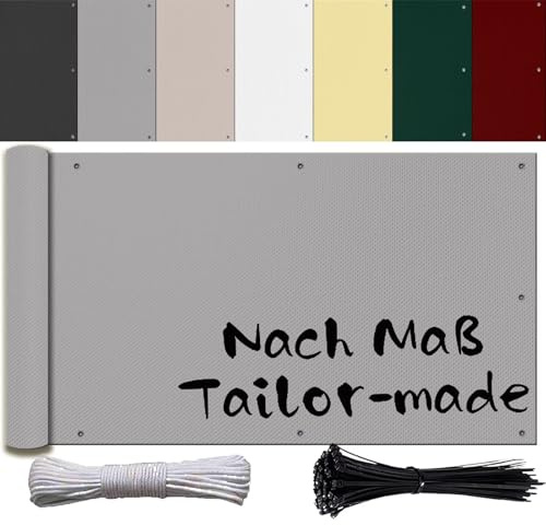 Ufamiluk frangivento Balcone Grigio Impermeabile Protezione Privacy Frangivento Oscurante Proteggi ringhiera per ringhiere Balcone Recinzione terrazzo 100x200cm