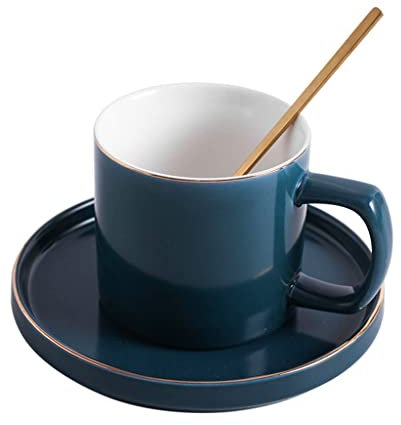Tazza da caffè vintage in porcellana inglese,Tazza da tè in ceramica,Fiore tazza di tè,Piattino per tazza da caffè in ceramica da per il tè pomeridiano for bevande calde o fredde ( Color : Indigo )