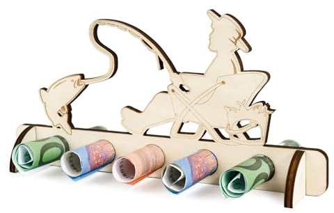 BOFUNX Angler Geschenk aus Holz - Originelles Geldgeschenk für Geburtstag, Familie, Freund oder Kollege