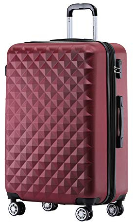 BEIBYE Zwillingsrollen 2066 Hartschale Trolley Koffer Reisekoffer Gepäck M-L-XL-Set (Weinrot, L)