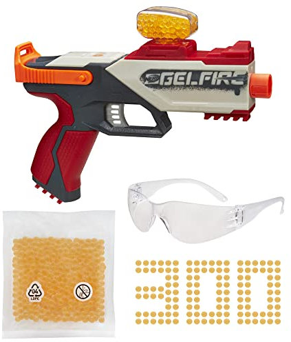 Nerf Pro Gelfire Legion Blaster, 300 Hydrogenated Gelfire Balls, Ball Magazine for 130 Balls, Spring Action, Nerf Glasses