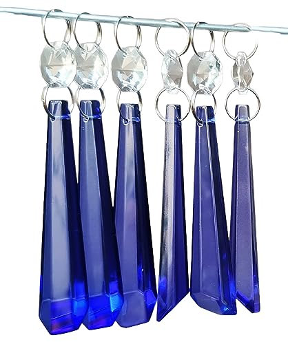 6 Kobaltblau 72mm Eiszapfen Retro Vintage Look Kronleuchter Tropfen Schliff Glaskristalle Perlen Christbaumschmuck Vintage Hochzeit Wunschdekorationen Licht Ersatzteile Basteln