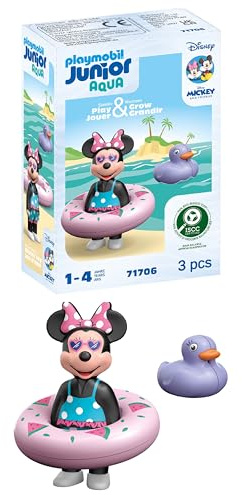 Playmobil 71706 Junior & Disney : Minnie avec bouée - Comprend Minnie, Un Canard et Une bouée - Jouet fabriqué à partir de matières d'origine végétale - Dès 18 Mois