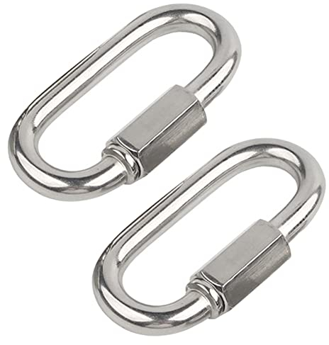 FEEIMOL Edelstahl Kettenglied Karabiner M8 Schraubverbinder Kettenverbinder Karabinerhaken Rapid-Glied Schraubkarabiner für Zuhause Klettern Camping Wandern Reisen