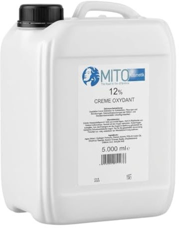 MiTo Creme Oxydant 12 % – 5 liter – professionell framkallare för hårfärg och blondering, krämoxidant med hög viskositet, tillverkad i Tyskland