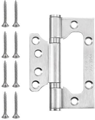 sourcing map 6Pcs 4x3 Inch Door Hinges Non-Mortise No Noise Stainless Steel Bifold Door Hinges with Mounting Screws Brushed Surface for Furniture Window, Silver