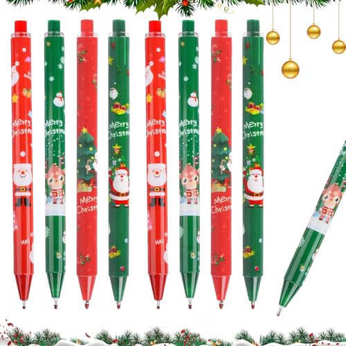 Fzyisw 24 Stück Kugelschreiber Weihnachten 0.5mm Druck-Weihnachtskugelschreiber, Weihnachts Kugelschreiber Perfekt als Weihnachtsgeschenke für Studenten, Kinder und Kollegen