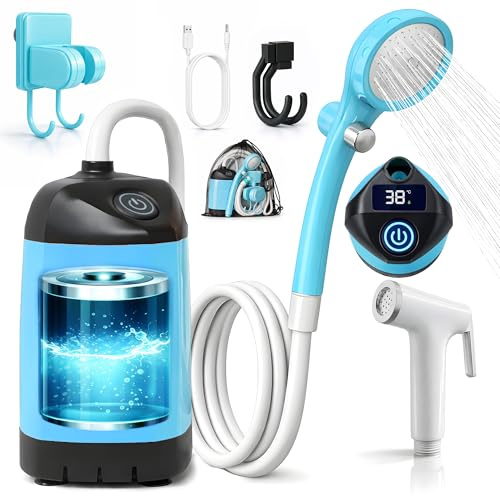 Tarleys Ducha Portatil Camping - Duchas de Camping al Aire Libre - Duchas Acampada con Bomba IPX7 Impermeable & Batería 4500mAh Recargable - Ducha para Senderismo - Lavado Autos - Mascotas - Baño.