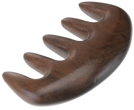 Sandelholz Massagekamm mit Fünf Zinken, 1 Stück, Traditionell | Goldenes Seiden Sandelholz, Sicher und Angenehm, Geeignet für Männer und Frauen, Entspannend bei Menstruation