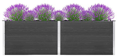 Xichuzi Garten-Hochbeet 200x100x91 cm WPC Grau, Palettenrahmen, Hochteich, Gemüsebeet, Kräuterregal Balkon, Blumenbeet, Kräuterspirale, Tomatenbeet, Pflanzhochbeet - 318098