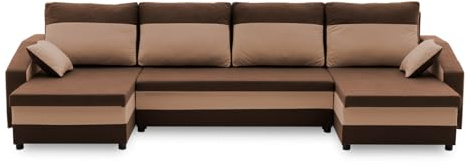 Mebligo ECKSOFA U MIT SCHLAFFUNKTION Sparta Braun