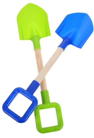 TOYANDONA 2pièces Pelles à Neige Bois pour Garçon Fille Jouets De Plage Sable Kit Outils De Jardinage Accessoire De Bac à Sable Bleu Et Vert Et Portable