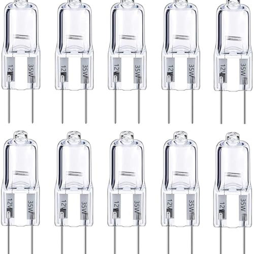 NTZTO G6.35 Halogen Bulb 12V 20W (10 Pack) - 2700K Warm White Dimmable GY6.35 Base, 390LM for Projectors, Track Lighting, Stage Lights - 2000Hrs Lifespan 35w10pack