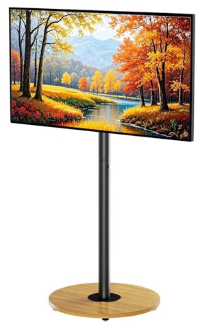 Vanconwey Floor TV Stand for 40-75 Inch TVs,Rolling TV Stand with Wooden Board, Holds up to 110Lbs,Max VESA 600x400mm,VC-Z1966(Black)