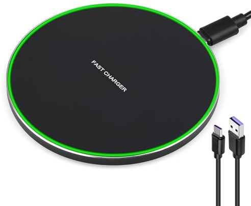 Chargeur Induction 35W sans Fil Rapide Compatible avec i-Phone 16/15/14/13/12/11 Pro Max, Sam-Sung Galaxy S25 Ultra/S24 Plus/S23 FE, Goo-gle Pixel 9/8 Pro, Chargeur Qi Rapide pour Android et iOS