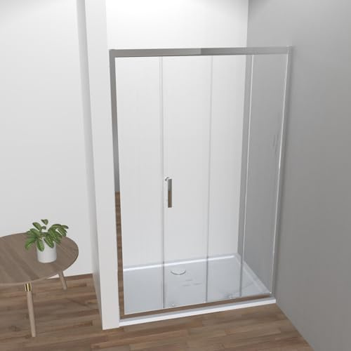 LEMMO Duschabtrennung Dusche Duschkabine Nischentür Schiebetür Duschtür 5mm ESG Glas - 110×180 CM