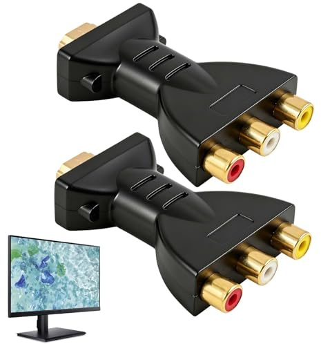 Dawfund 2PCS HDMI vers AV Adaptateur, Mini Convertisseur HDMI Mâle vers 3 Connecteurs AV, Câble pour TV, Projecteur, DVD, PC, Plug & Play, Haute Résolution 1080P, Compact et Durable