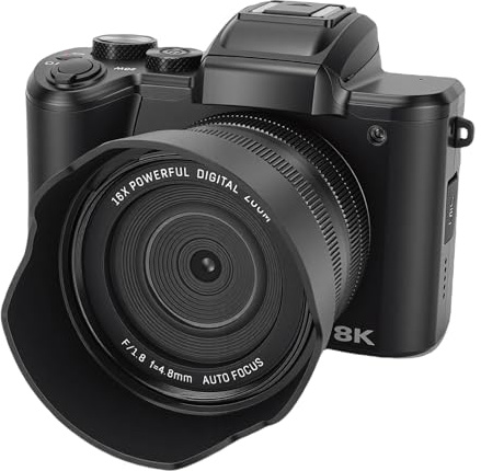 Fockety 8K-Digitalkamera für Fotografie, 88 MP WLAN, 16-facher Digitalzoom, Vlogging-Kamera für YouTube, Autofokus, Anti-Shake, Kompakte Reisekameras mit Blitz, Touchscreen