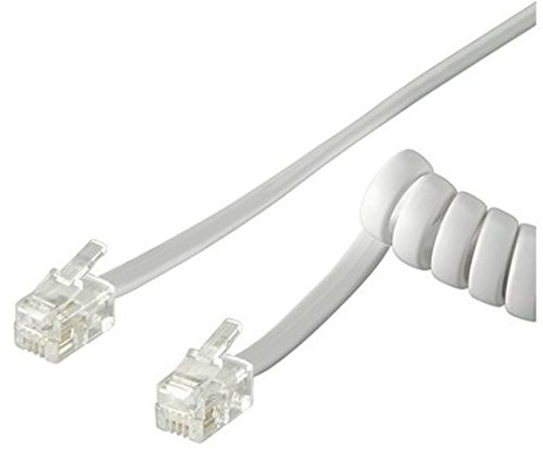 Cavo telefonico spiralato 2mt RJ10 4P4C Bianco