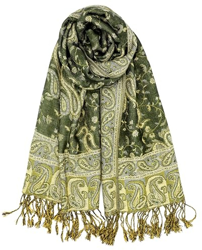 Achillea Pashmina sjal kvinnor, Mörk oliv, 28W x 76L