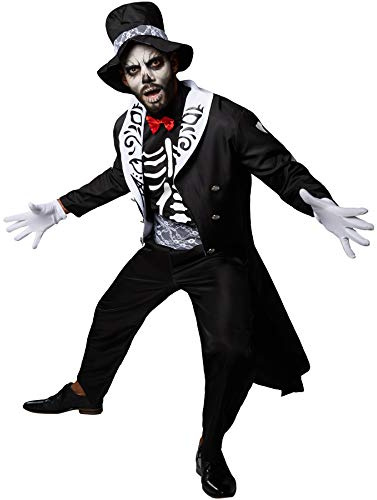dressforfun 900419 - Herrdräkt skrämmande gentleman, skrämmande men galant kostym i svart och vitt (XXL | nr 302024)