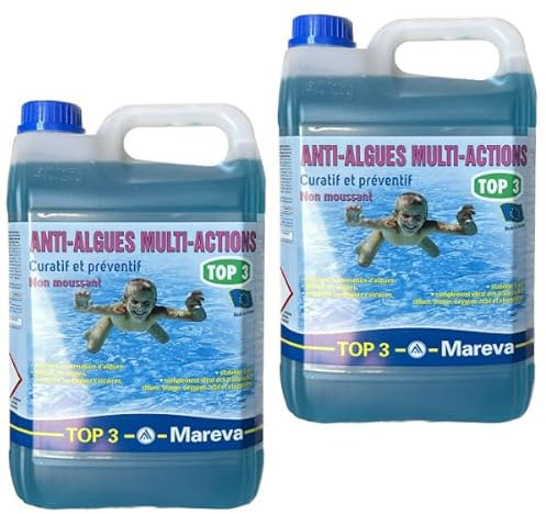 2x Alghicida trattamento pulizia Antialghe Piscine l 5 Top3 Mareva