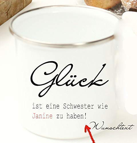 Emaille Tasse mit Spuch und Name/Beste Freundin Geschenk