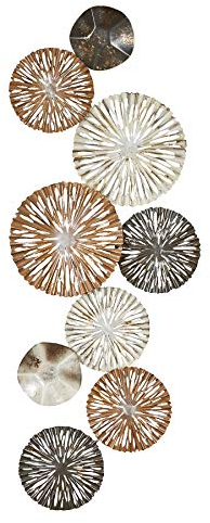 levandeo 3D Wandbild 33x87cm Ringe Kreise Metall Braun Gold Deko Teller Wanddeko Design Wandkunst Metallbild