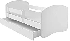 BDW Kinderbett Jugendbett mit Einer Schublade und Matratze || BESTPREIS ||, Weiß, 180x80