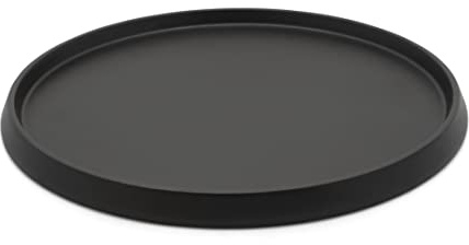rundes schwarzes Tablett Ø 35 cm aus Holz - großes Serviertablett für Getränke oder Flaschen
