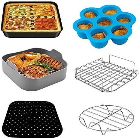 I-MOGOO Accesorios para freidora de Aire, 5,5 L, Cuadrados, 5,5 litros XXL Accesorios para moldes de Utensilios COSORI Ninja CECOTEC INNSKY Philips 5,5 L