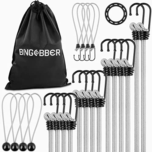 BINGCOBBER Spanngummis mit Haken 23PCS Expander Set Gepäckspanner im Multipack Sonnensegel Befestigung,Halter,Spanngurte