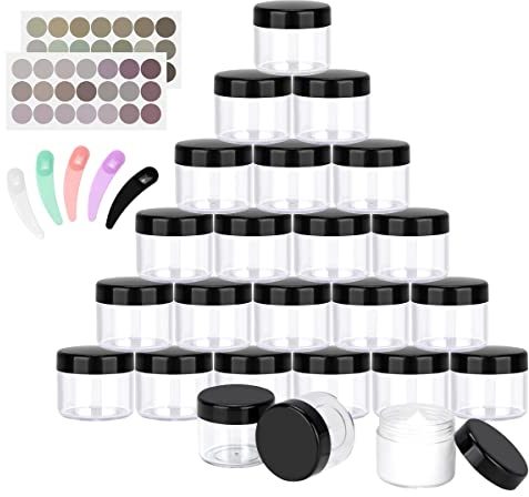 BELICOO 24 Stück Döschen 20ml Leer Cremedose Dosen Tiegel, Cremedöschen mit Schraubverschluss, für Lotion, Kosmetik, Shampoo (20ml, schwarz)