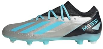 adidas Unisex X Crazyfast Messi.3 Firm Ground Boots, Silver Metallic/Blue/Core Black, 44 2/3 EU