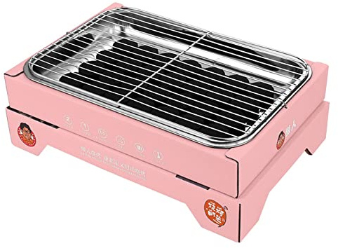 Holzkohlegrill, Tragbarer Holzkohlegrill, Kompakter, Abnehmbarer Tragbarer Barbecue-Räuchergrill aus Edelstahl Zum Einmalgebrauch, Kompakt Und Leicht Und Tragbar, Für Camping-Grillpicknick(ROSA),