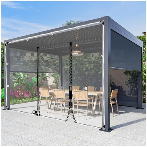 DLLY Durchsichtige Planen Außen Vorhänge, wasserdichte Planenvorhänge Mit Reißverschluss, Transparent PVC Planen Seitenwände, Seitenvorhänge Für Pergola/Gazebo, Anpassbar,WxH-2.6x2.5m/8.5 * 8.2ft