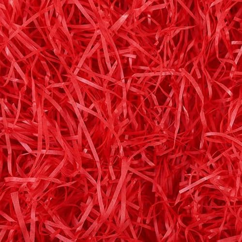 200 grammi di carta sminuzzata, carta di riempimento regalo, carta kraft Shredded Raffia riempimento, erba di Pasqua per decorare regali, artigianato fai da te, cestini e scatole (Rosso)