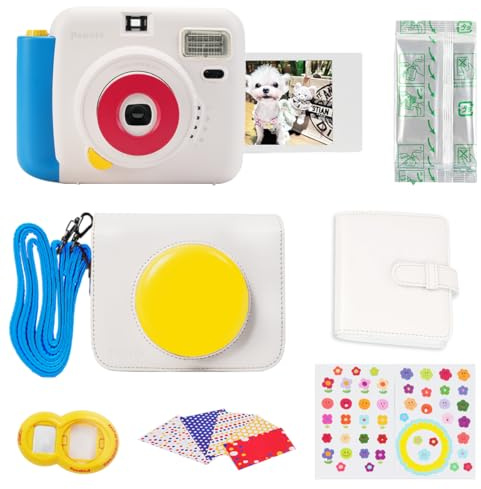 POPOTO Appareil photo instantané avec étui en cuir, mini 12 autocollants de décoration d'appareil photo instantané, cadres, album photo et plus encore Kit d'accessoires - Combinaison de couleurs