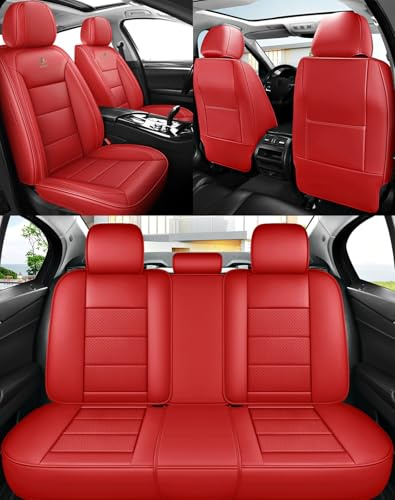 NOBQUA Coprisedili Auto in Pelle - Fodere Sedili Auto di Lusso Universali - Copri Sedili Impermeabili e Eleganti per Tutti i Veicoli
