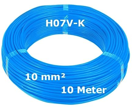 H07V-K Verdrahtungsleitung 10mm² Blau - 10 Meter - feindrähtig Litze Kabel Leitung 10mm² 10mm2