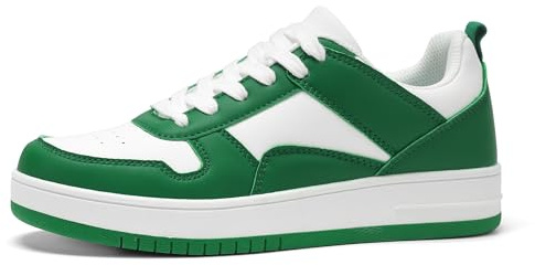 LUCKY STEP Women Fashion Sparkle Rhinestone Sneakers,Green/White,7