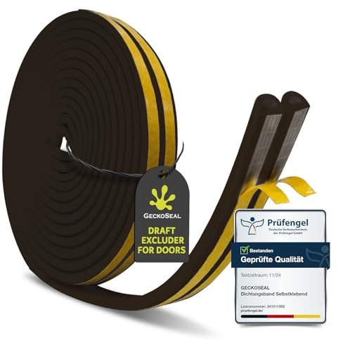 GeckoSeal Guarnizione Finestra - 10M(5Mx2) Guarnizioni Finestre Tipo D, Paraspifferi Autoadesivo per Porte e Finestre