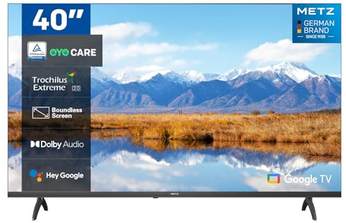 METZ 40 MTE6000 2K Smart Google TV con Dolby Audio, HDR 10 y Trochilus Extreme 2.0 Integrados, Mando a Distancia por Voz, Funciones de Cuidado de Ojos, DVB C/-T/T2-S/S2, Ci, HDMI, USB