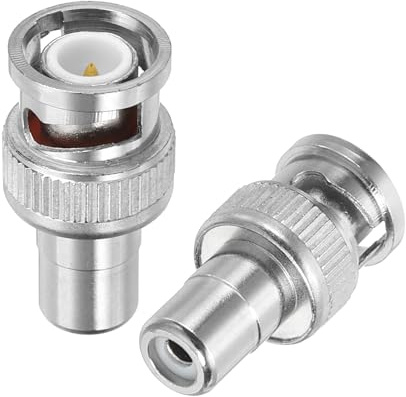 PATIKIL Adaptateur BNC vers RCA Lot de 2 Adaptateurs Coupleurs Argent | Connecteurs Coaxiaux RF Mâle BNC pour Caméra de Sécurité CCTV Bande LED