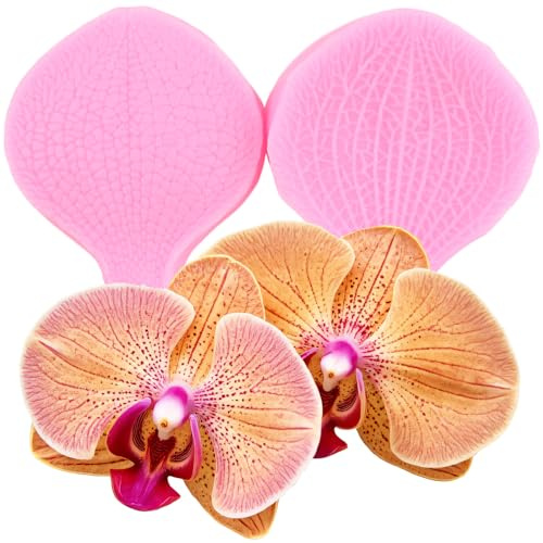 XMOLDNMS Molde de silicona para pasta de flores con venas, pétalos de orquídeas, moldes de silicona, forma de orquídea, fondant, forma de flor de orquídea, para decorar pasteles, cupcakes, chocolate,