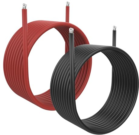 XMSJSIY 10AWG Batterie Elektrisches Kabel Rot & Schwarz 10 Gauge Draht Silikon Verlängerungskabel Sauerstofffreies Zinned Kupferdraht Solarkabel für RC Auto Marine Batterie Klemmkabel (3 M / 9.84 FT)